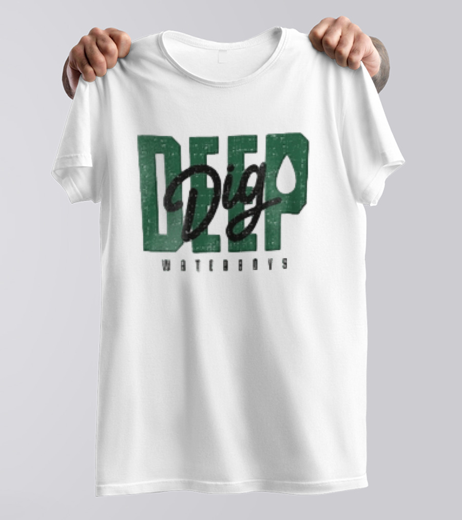 Dig Deep Waterboys Distressed Green Block Water Droplet T-Shirt