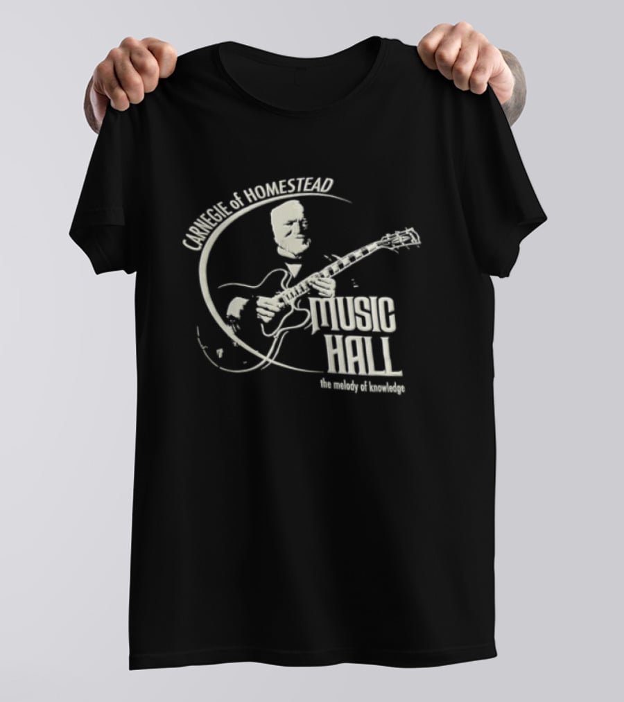 Carnegie Homestead Music Hall Stencil Archtop Guitar Sketch T-Shirt