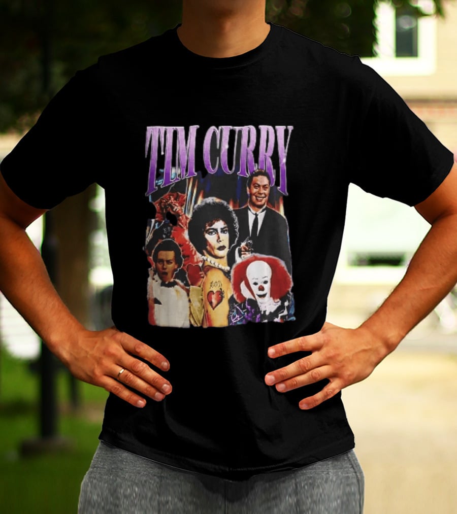 Tim Curry Dr Frank And Furter Pennywise Darkness Wadsworth Movie Roles Collage T-Shirt