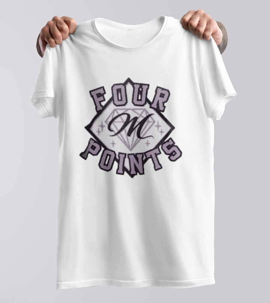 Four Points Cursive M Pastel Diamond Gemstone Sparkles T-Shirt