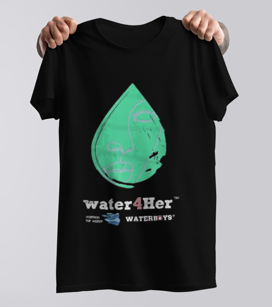 Water4Her Waterboys Green Waterdrop Line Face Women For Water T-Shirt