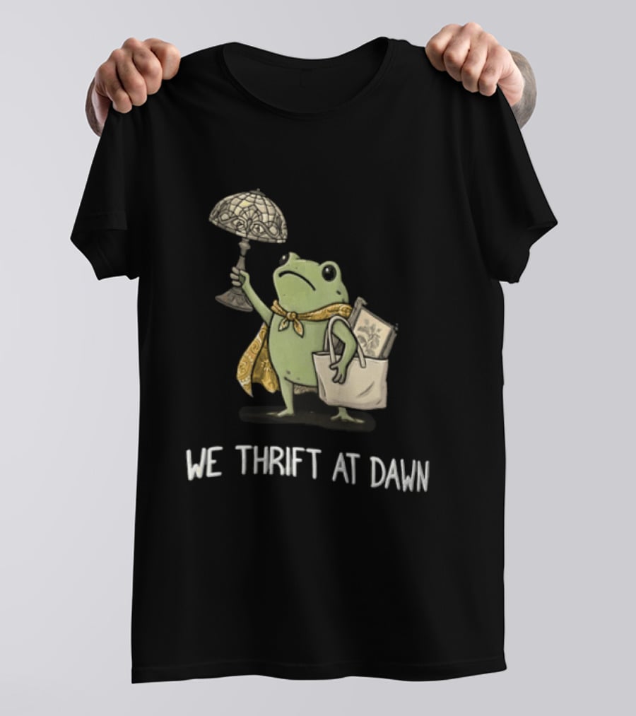 We Thrift At Dawn Frog Holding Stained Glass Lamp Scarf And Bag T-Shirt