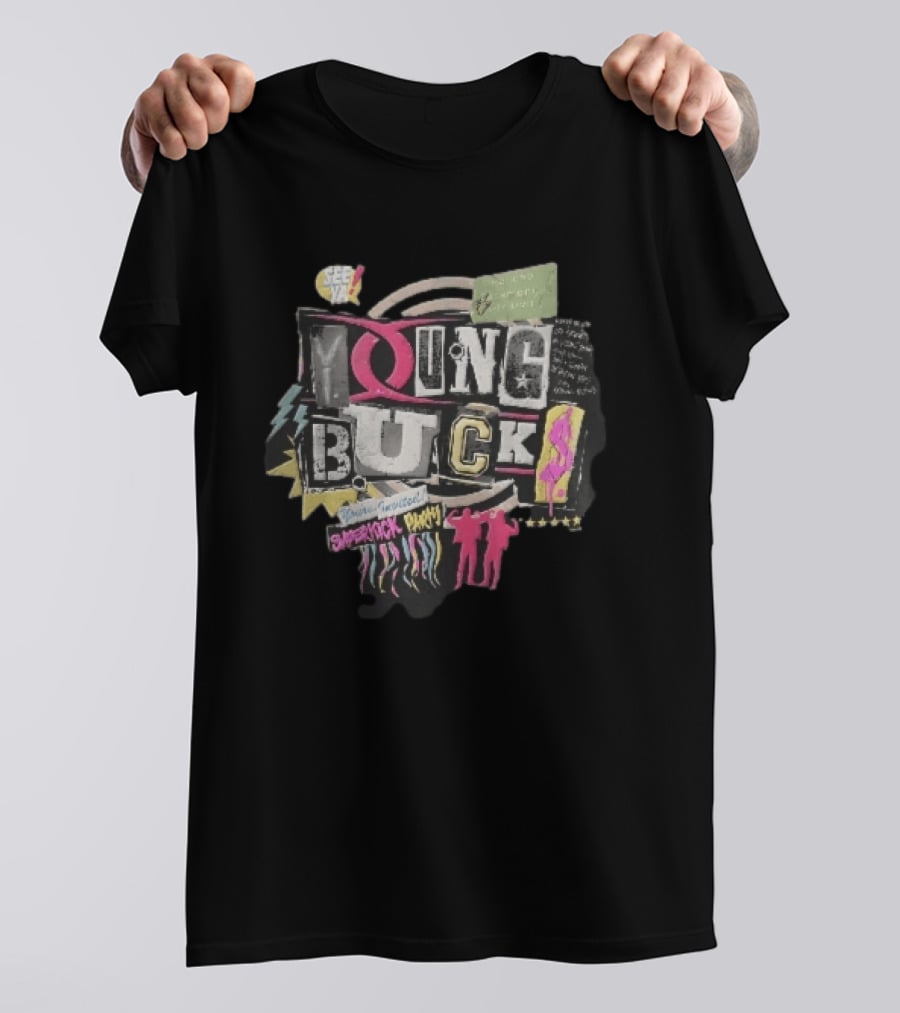 Young Bucks See Ya Rancho Cucamonga Superkick Party Matt Jackson Nick Jackson Distressed Collage T-Shirt