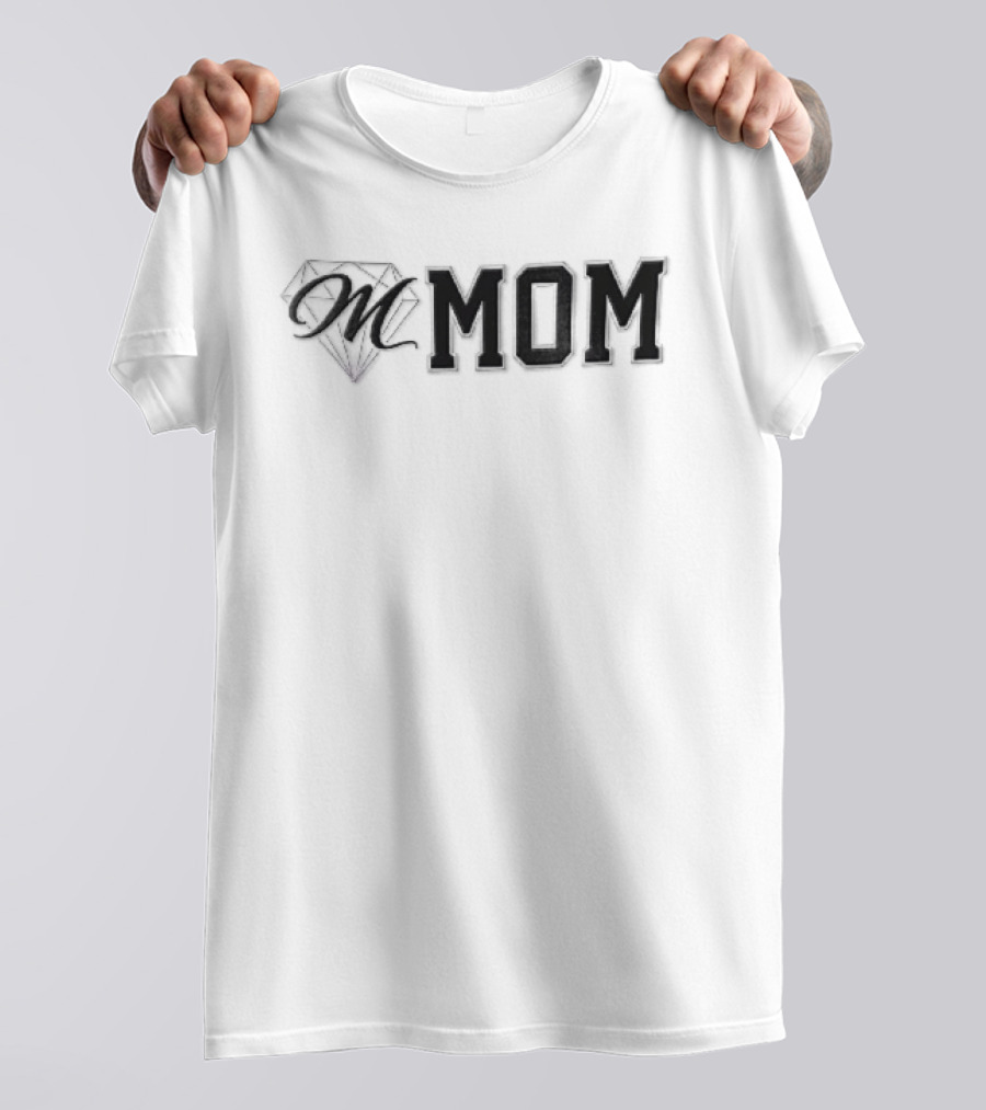 Diamond M Mom Script Varsity Block Font T-Shirt