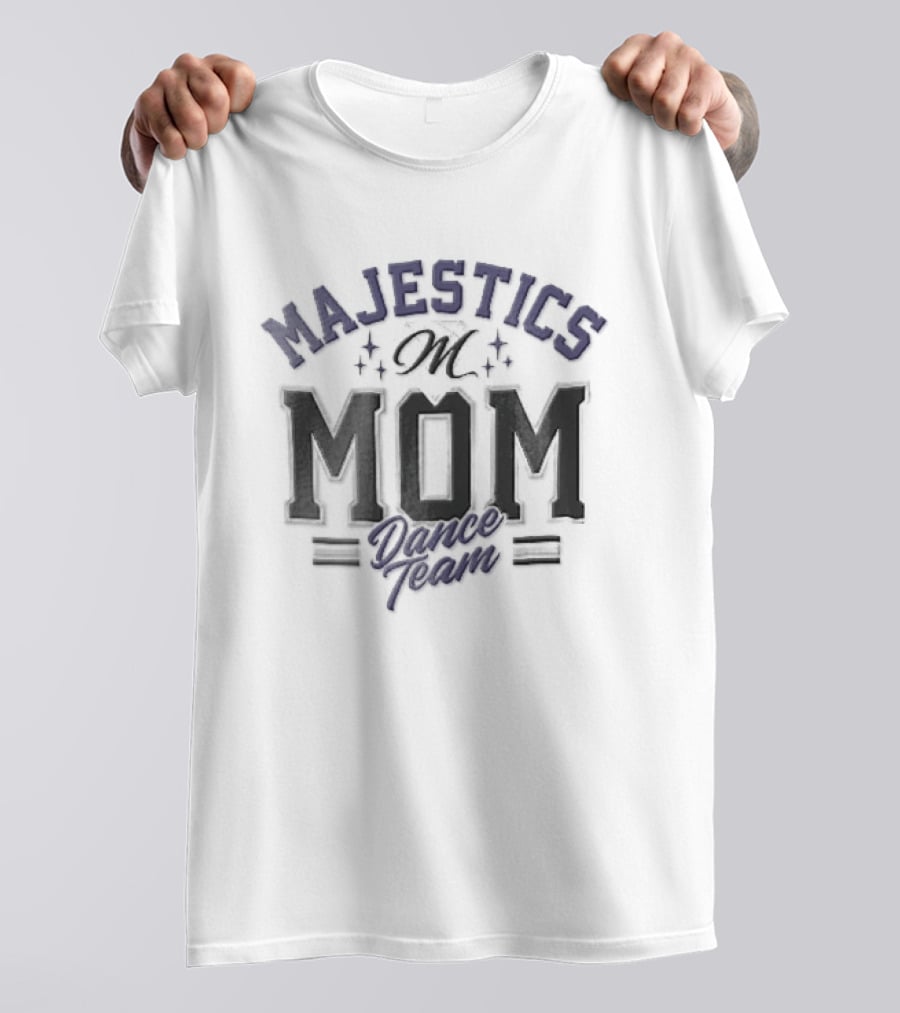 Majestics Mom Dance Team Sparkling Script Letter M T-Shirt