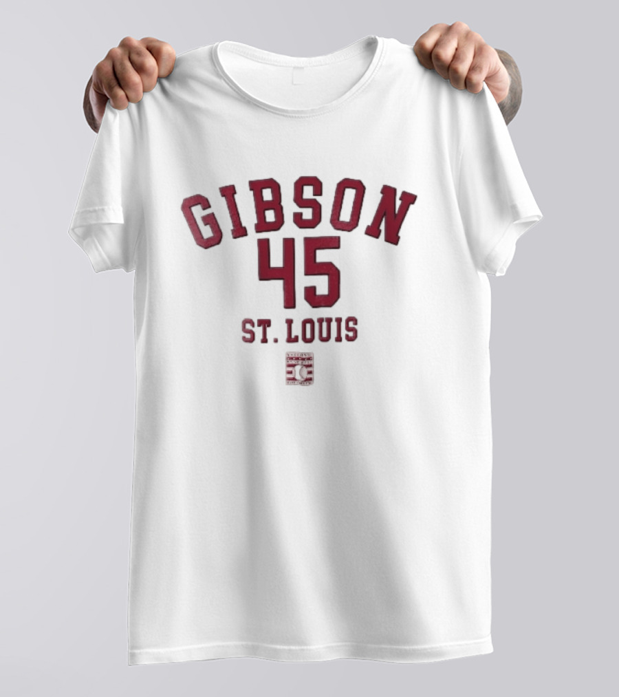 Gibson 45 St Louis Baseball Hall Of Fame 50th Anniversary T-Shirt