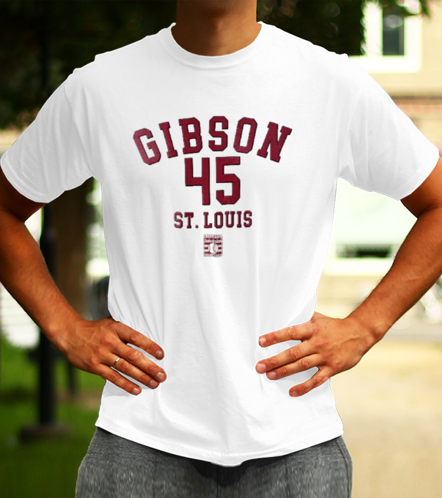 Gibson 45 St Louis Baseball Hall Of Fame 50th Anniversary T-Shirt
