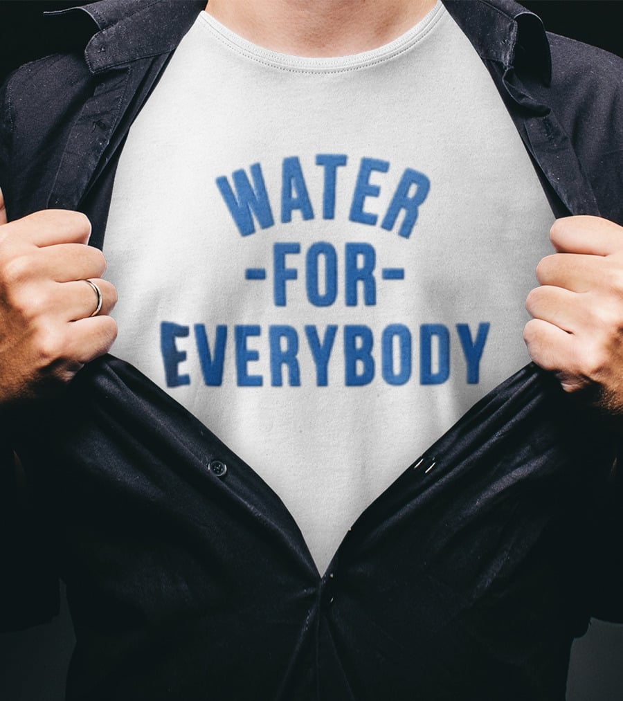 Water For Everybody Blue Arched Stacked Lettering T-Shirt