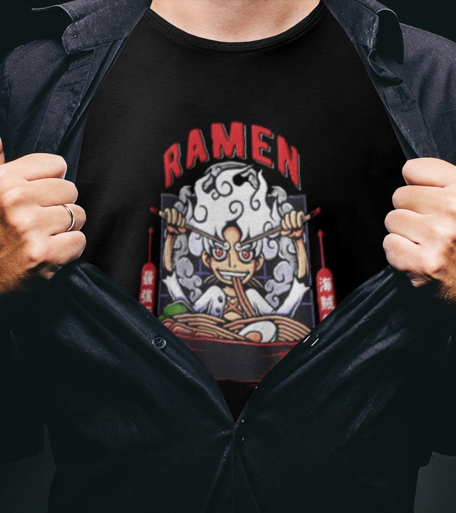Ramen Pirate With Chopsticks Eating Noodles Anime T-Shirt