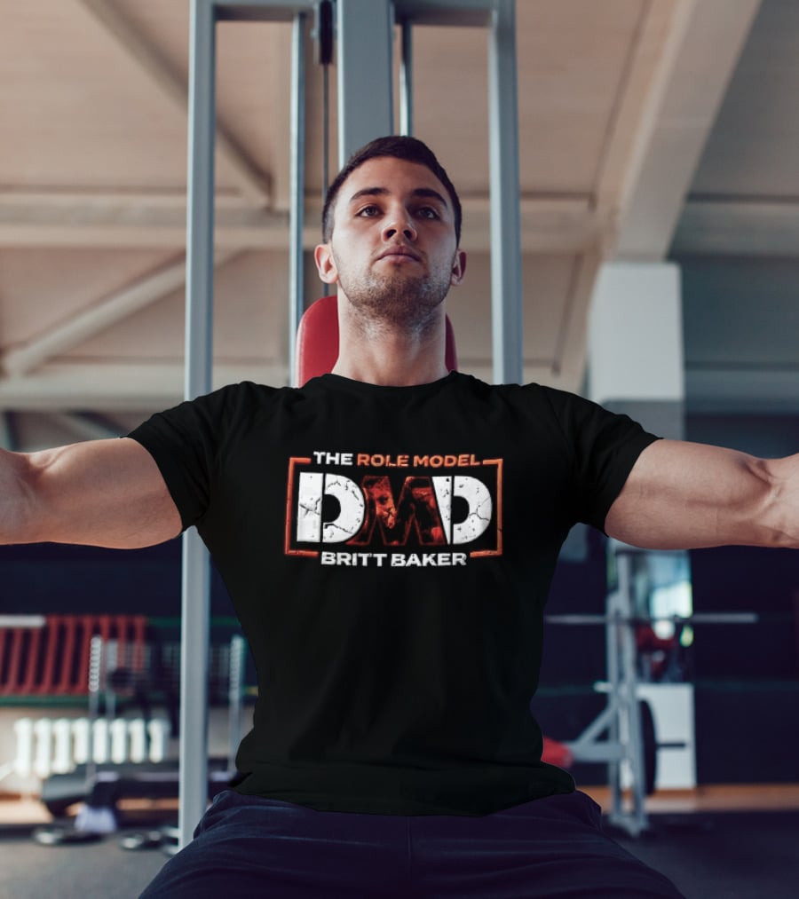 The Role Model DMD Britt Baker Wrestler Photo Inset Orange Box Frame Stencil T-Shirt
