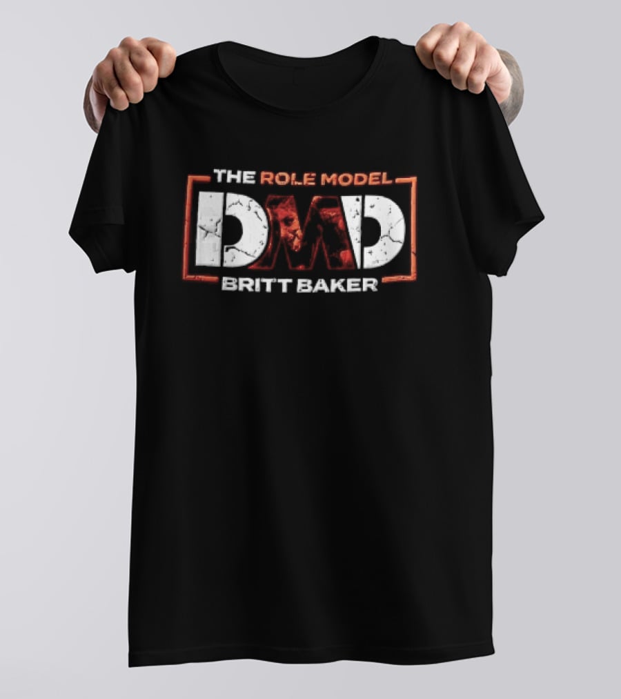 The Role Model DMD Britt Baker Wrestler Photo Inset Orange Box Frame Stencil T-Shirt