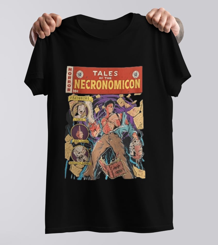 Tales Of The Necronomicon Horror Featuring Ash Williams Evil Dead Comic Book Bruce Campbell Linda Henrietta Knowby T-Shirt