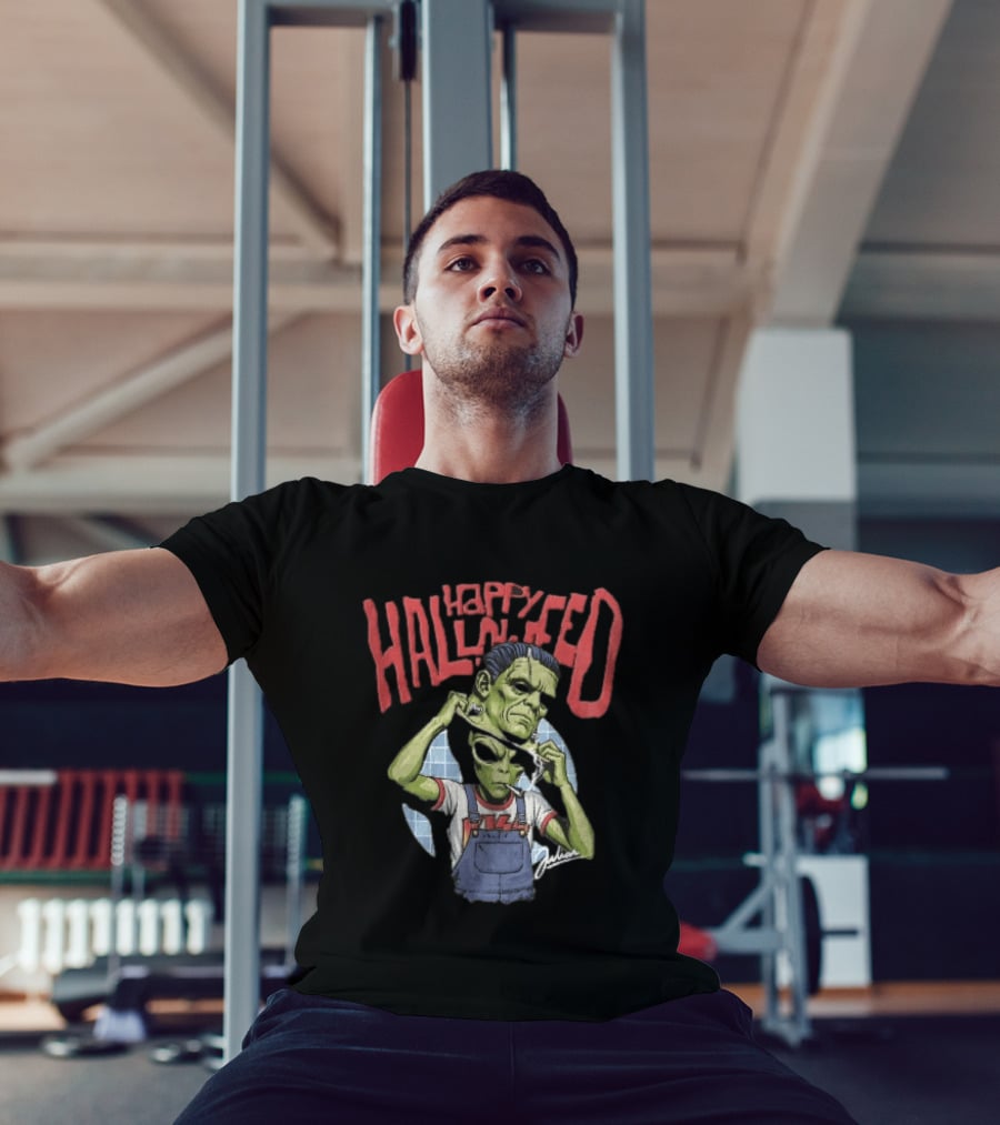 Happy Halloween Julian Green Alien Frankenstein Smoking Cigarette T-Shirt