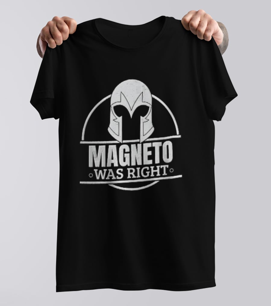 Magneto Was Right Helmet Circular Frame Distressed Grunge T-Shirt