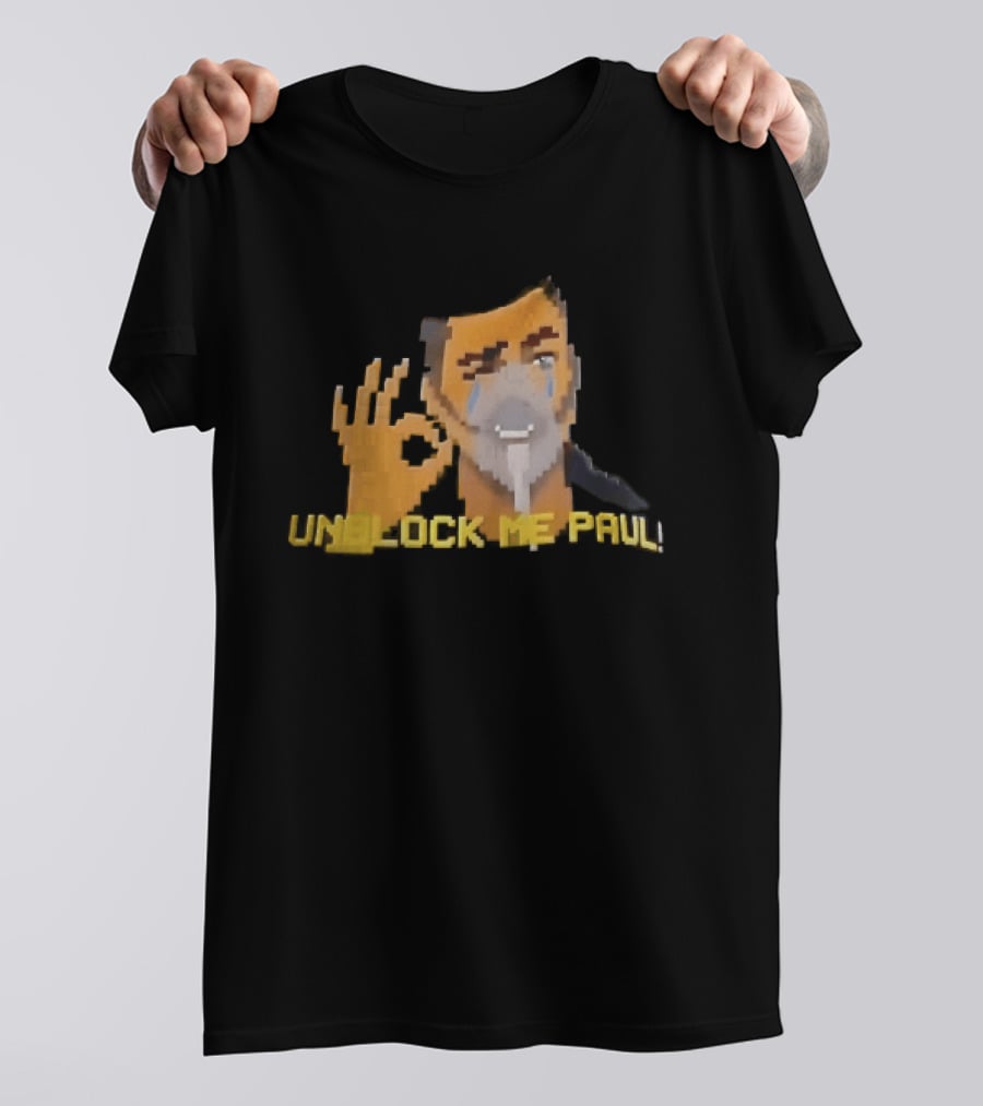 Unblock Me Paul Pixel Art Crying Man OK Hand Gesture T-Shirt