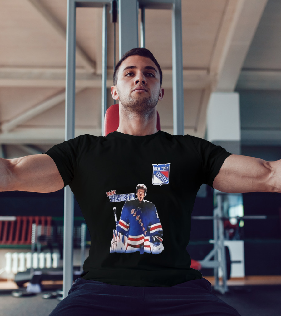 New York Rangers Igor Shesterkin NHL Goaltender Blue Uniform T-Shirt