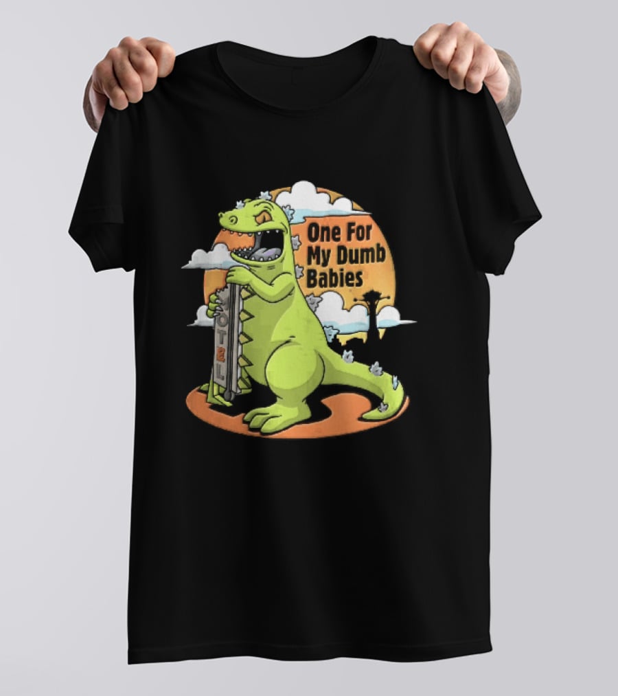 One For My Dumb Babies Motel Reptar Holding Thermometer Lucky 38 Sunset Cartoon T-Shirt