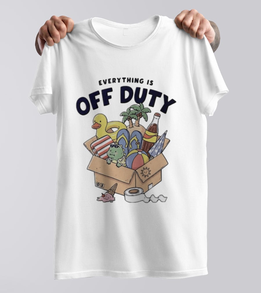 Everything Is Off Duty Cartoon Turtle And Beach Box T-Shirt