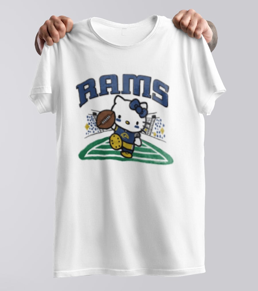 Hello Kitty Los Angeles Rams Football Collaboration Touchdown T-Shirt