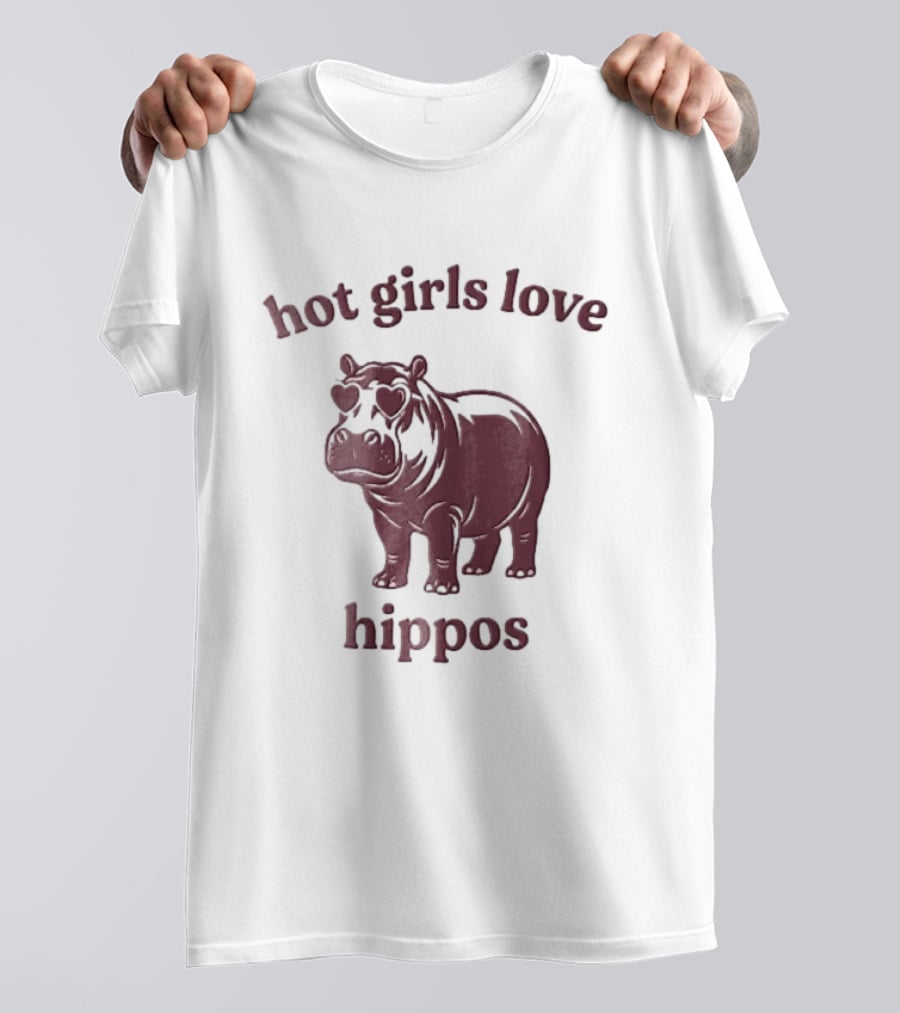Hot Girls Love Hippos With Heart Glasses T-Shirt