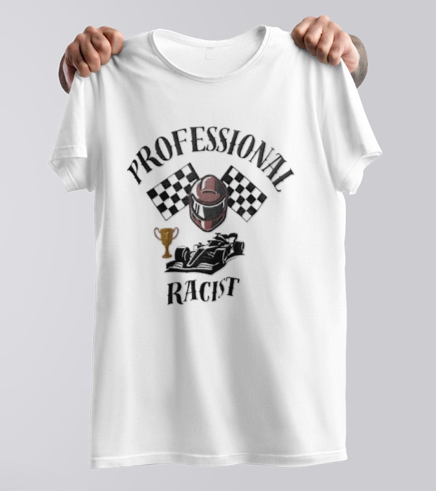 Professional Racer Red Racing Helmet Checkered Flags Trophy Formula One Car T-Shirt