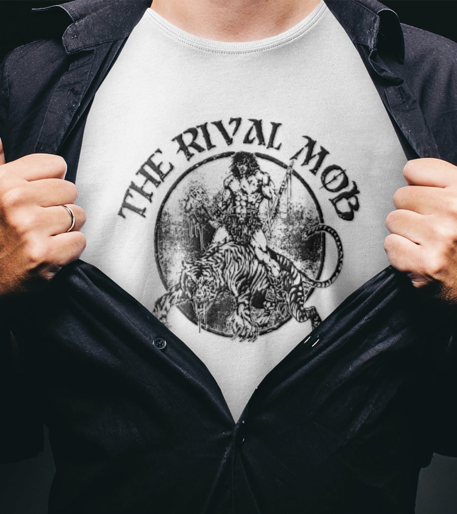 The Rival Mob Barbarian Riding Saber Toothed Tiger Distressed T-Shirt
