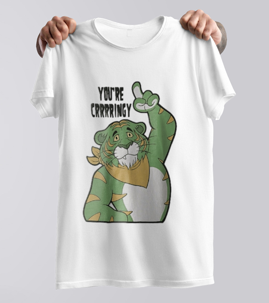 You're Crrrringy Green Tiger Pointing Paw Cartoon T-Shirt