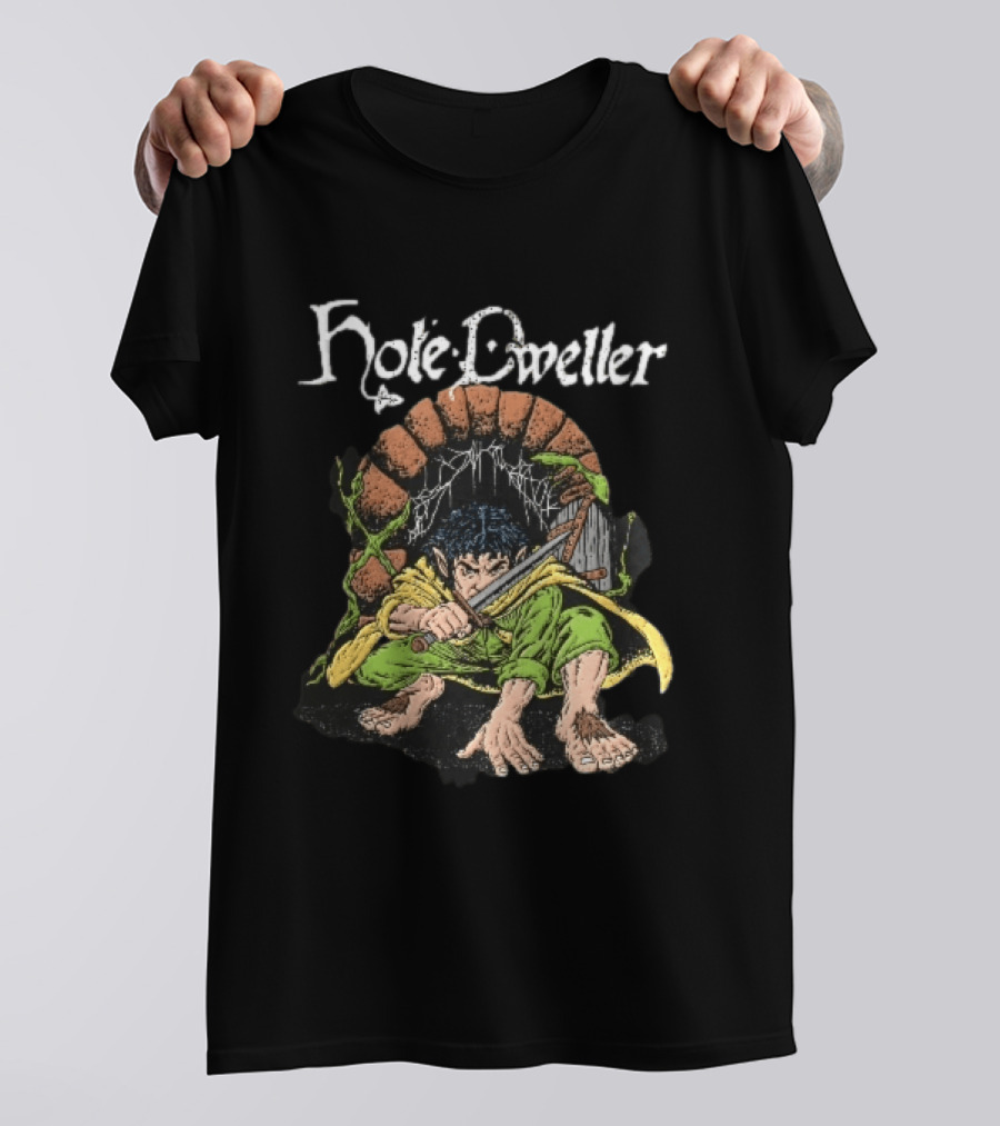 Hole Dweller Fantasy Creature Crouching With Sword T-Shirt
