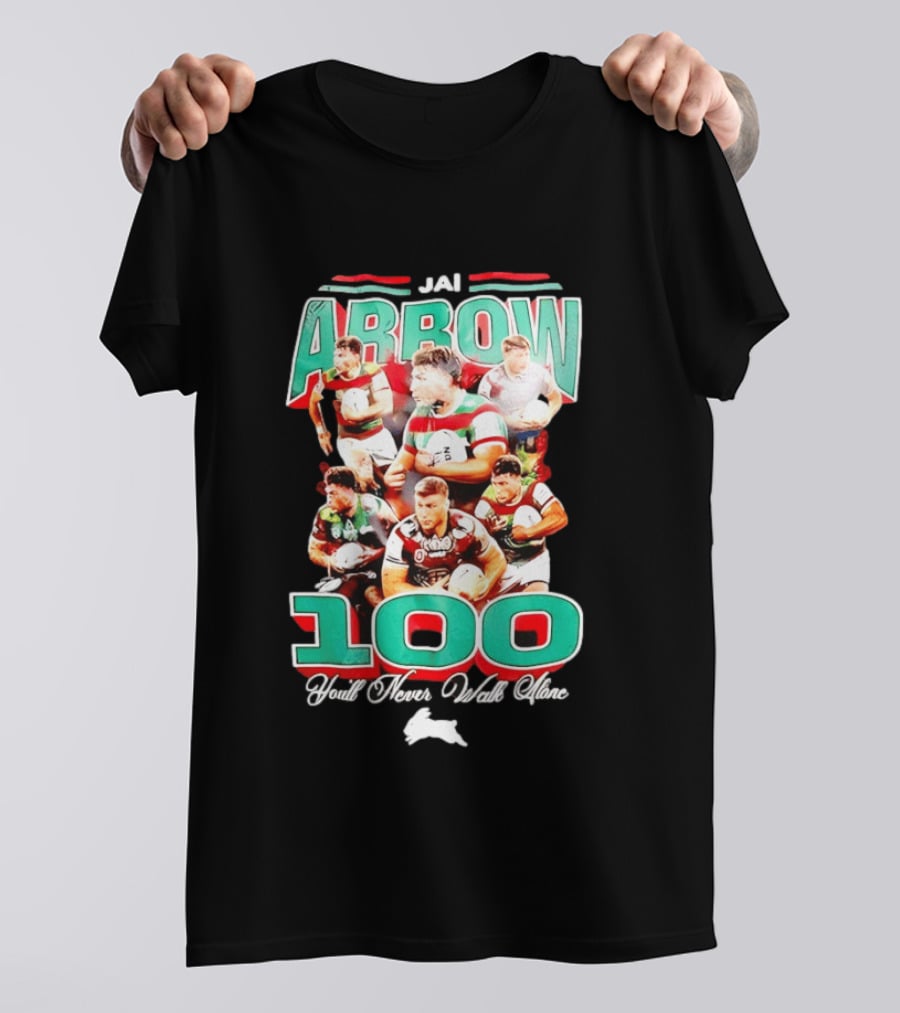Jai Arrow 100 Games South Sydney Rabbitohs You'll Never Walk Alone T-Shirt