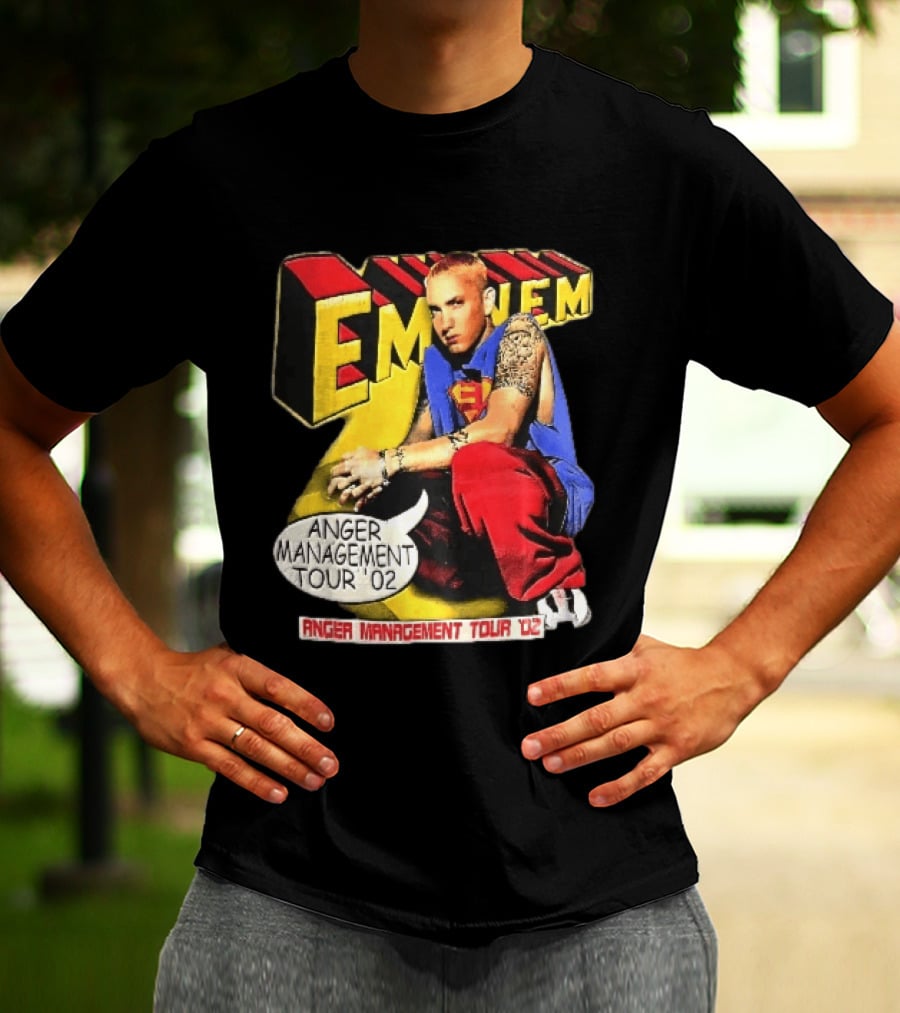 Eminem Anger Management Tour 02 Superman Tattoo 3D Block Letters Vintage 2000s T-Shirt