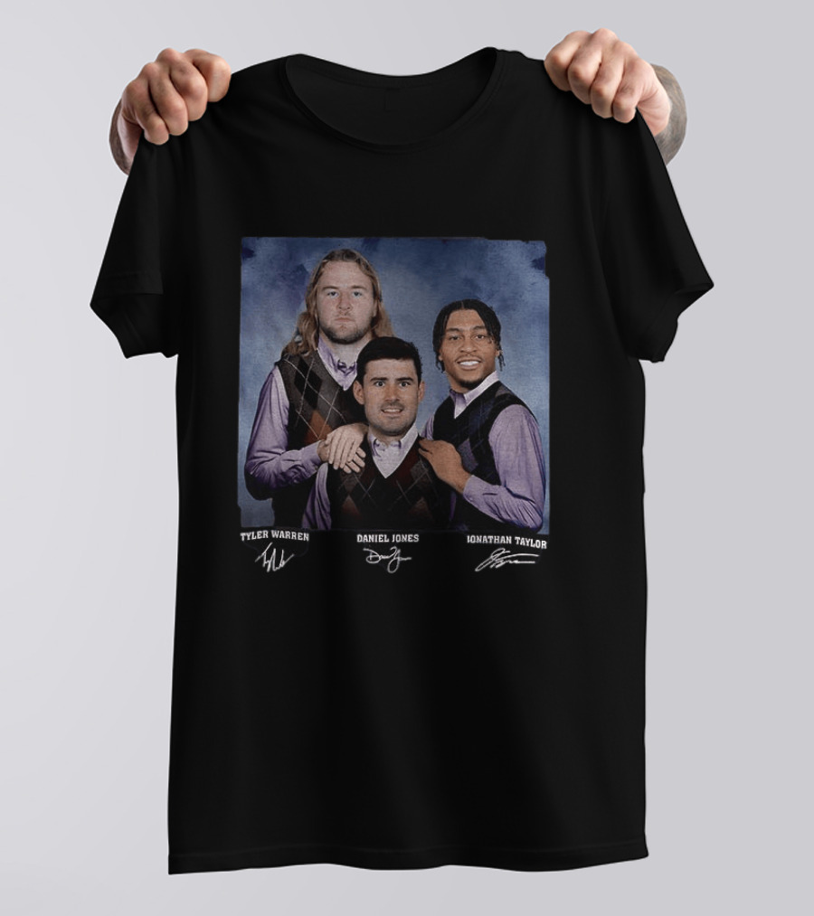 Indianapolis Football Step Bros Jonathan Taylor Daniel Jones Tyler Warren T-Shirt