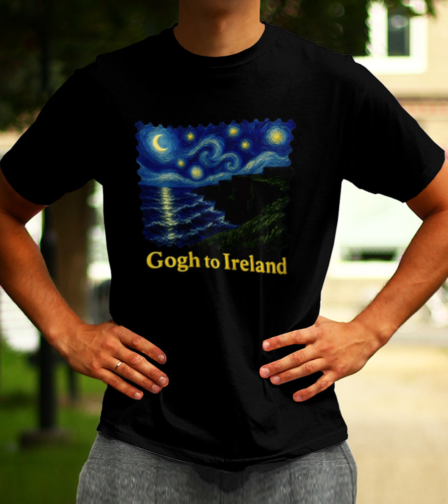 Van Gogh Starry Night Cliffs Overlook Gogh To Ireland T-Shirt