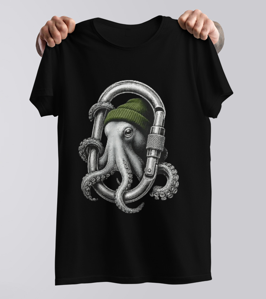 Octopus With Beanie Inside Carabiner T-Shirt