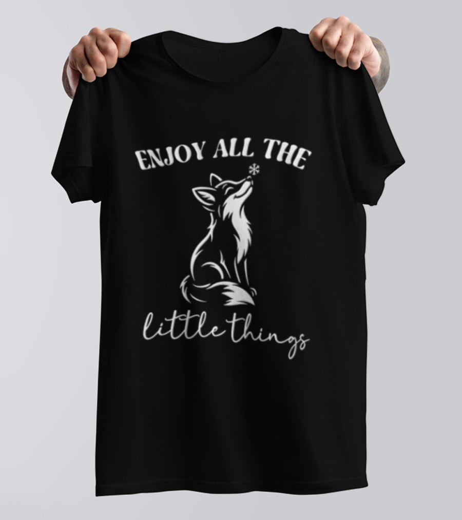 Wolf Enjoy All The Little Things Wording With Howling T-Shirt