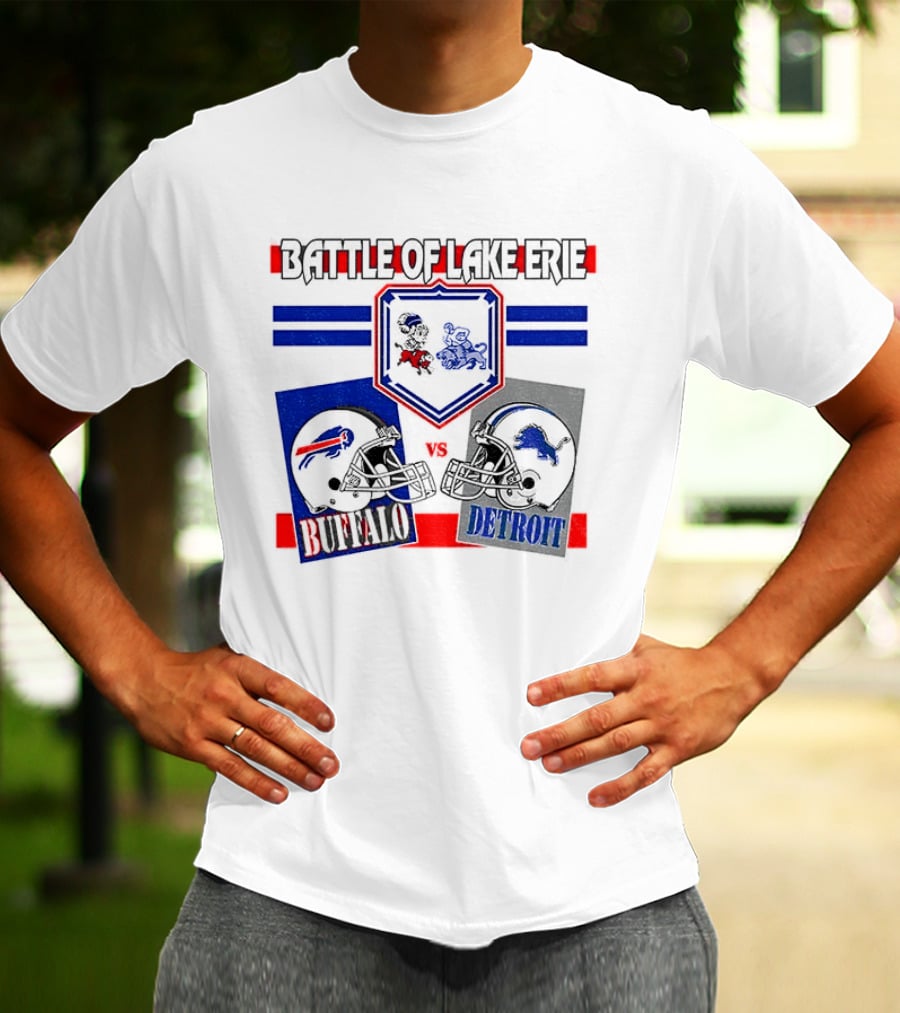 Battle Of Lake Erie Buffalo And Detroit Football Helmets T-Shirt