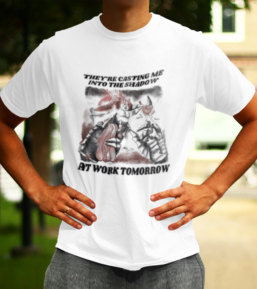 Cat They're Casting Me Into The Shadow At Work Tomorrow Cute Whimsical Feline T-Shirt