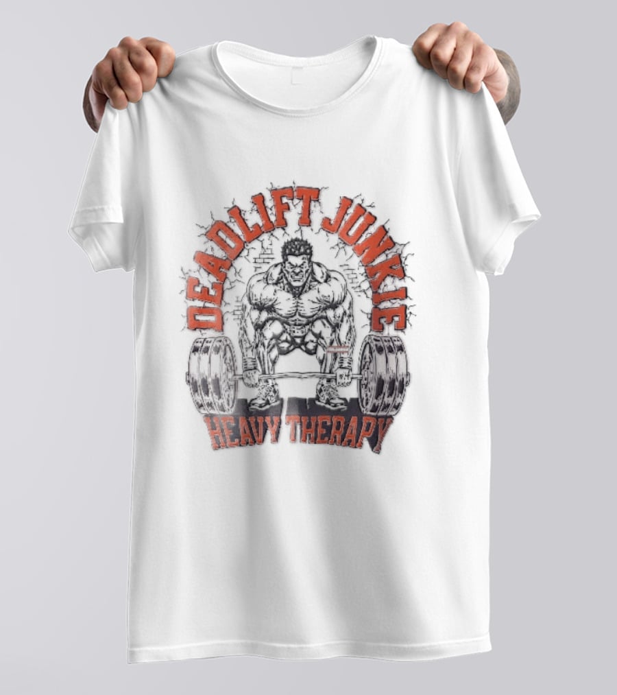 Deadlift Junkie Heavy Therapy Bodybuilding Workout Motivation T-Shirt