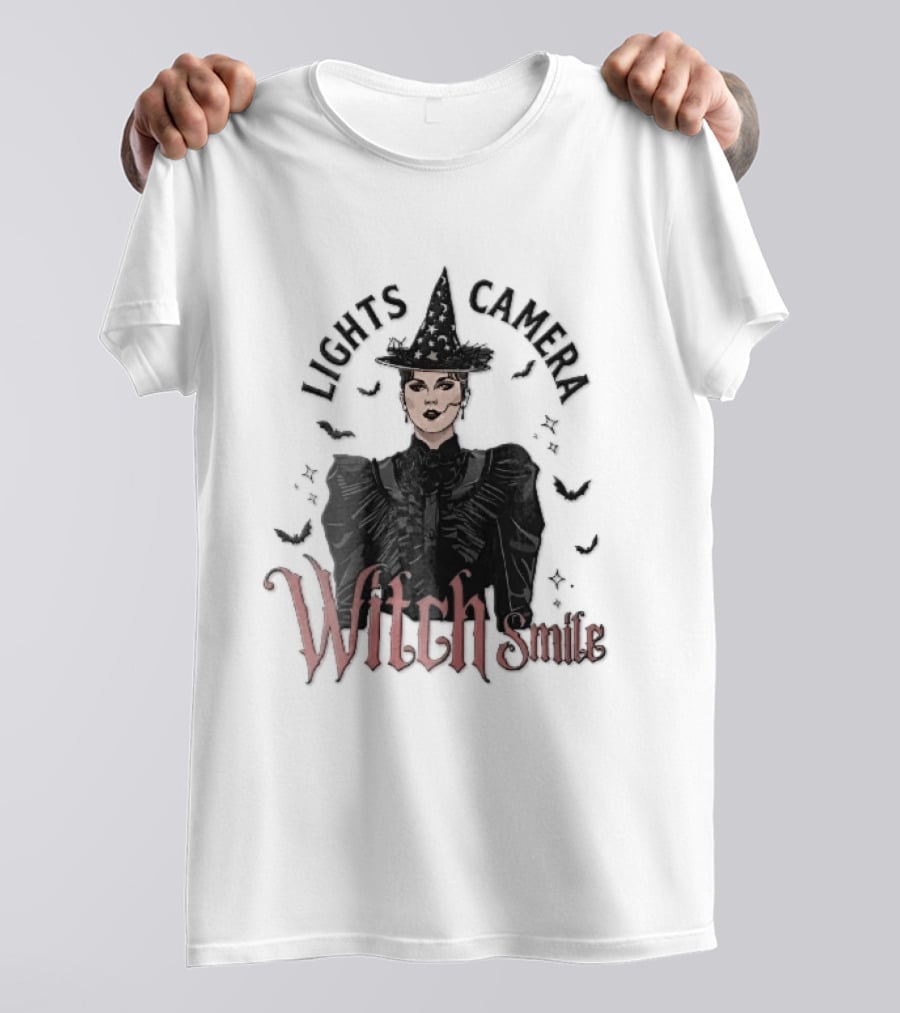 Lights Camera Witch Smile Horror Movie Halloween Magic T-Shirt