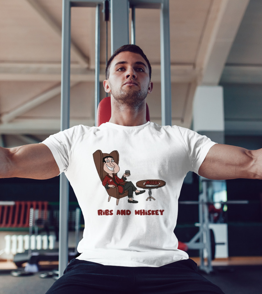 Ribs And Whiskey Cartoon Character With Drink T-Shirt