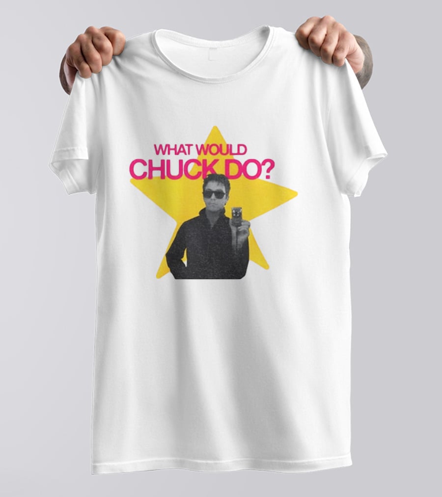 Chuck Timely And The Hourglass 90s Baby What Would Chuck Do Starburst T-Shirt
