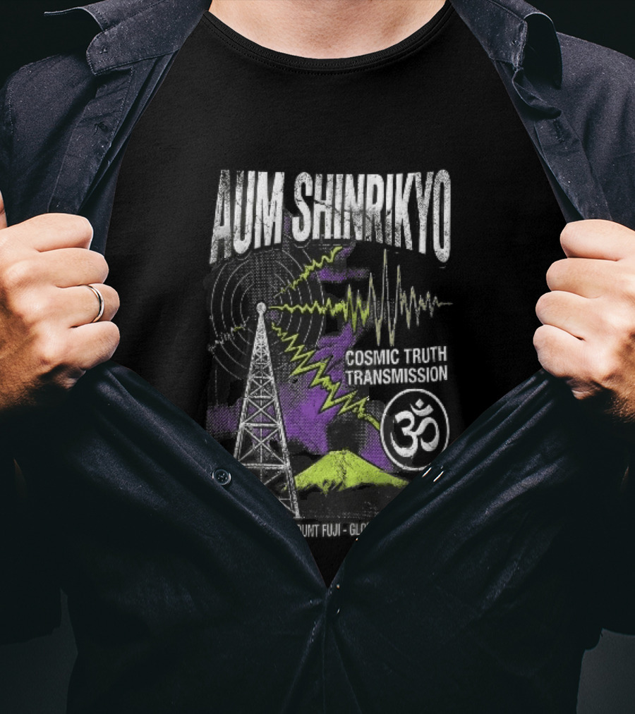 Aum Shinrikyo Cosmic Truth Transmission Broadcast Mount Fuji Global Frequency 1987 T-Shirt