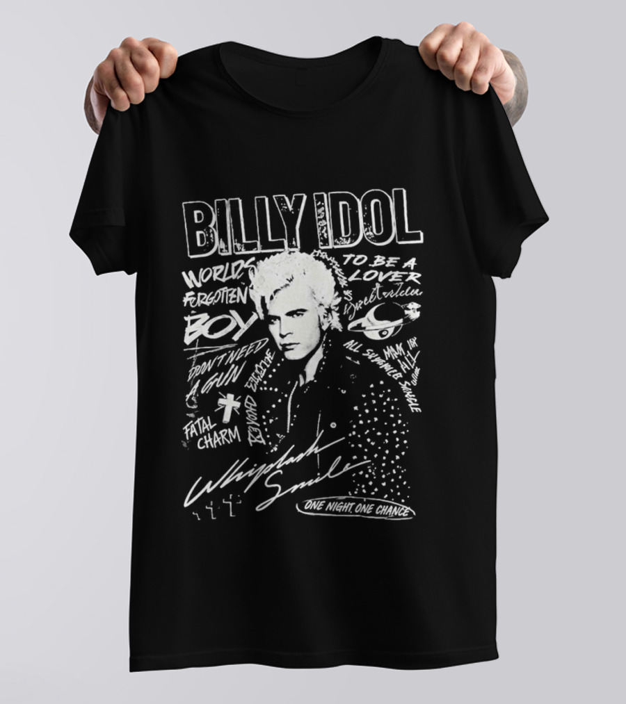 Billy Idol Whiplash Smile White Punk Print T-Shirt