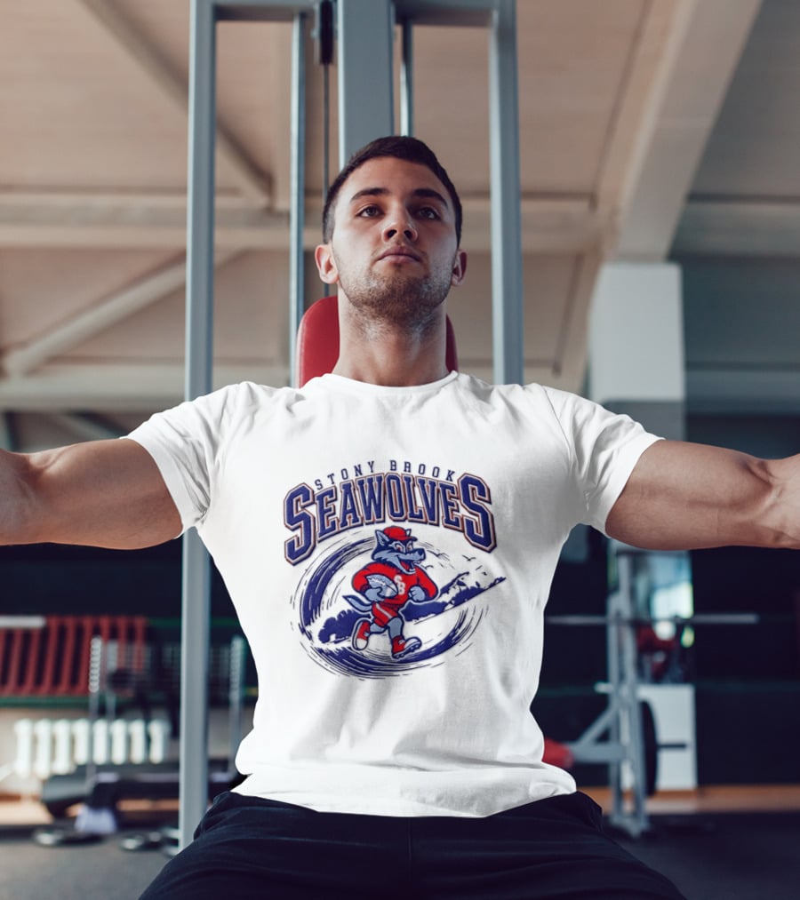 Stony Brook Seawolves Mascot Football Sportswear T-Shirt
