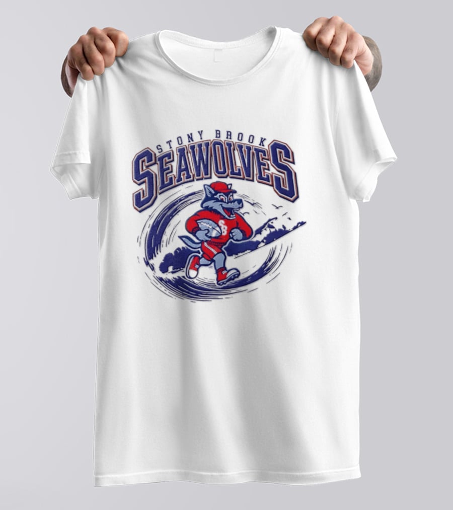 Stony Brook Seawolves Mascot Football Sportswear T-Shirt