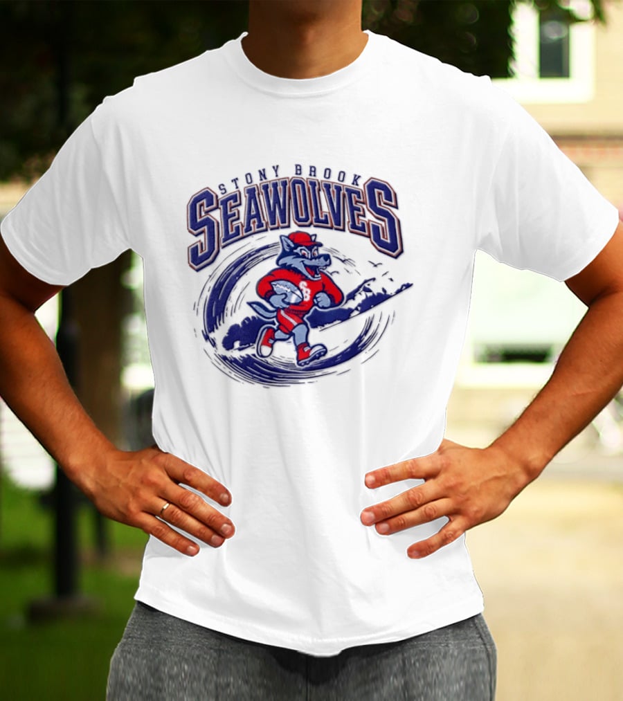 Stony Brook Seawolves Mascot Football Sportswear T-Shirt