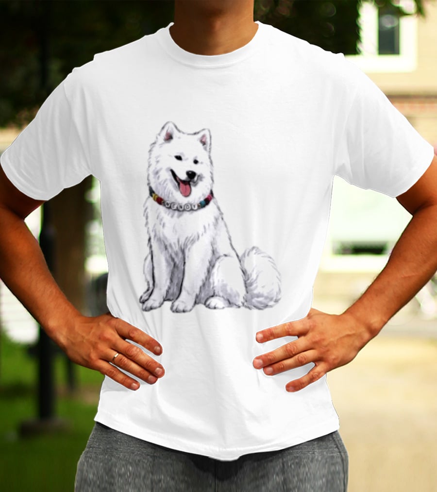 Wendy Kelce Swift Dog Collar Necklace Cute Samoyed T-Shirt