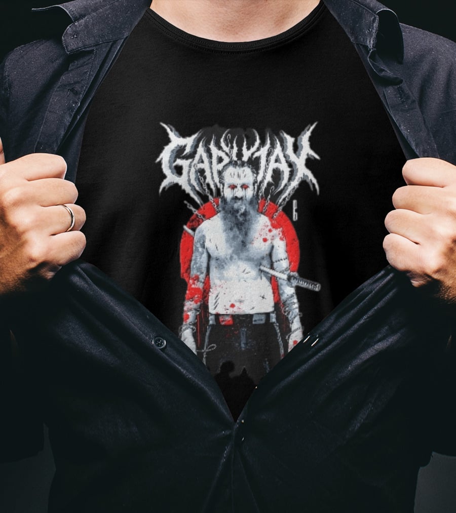 Gapjax Bloody Man Katana Sword Barbed Wire T-Shirt