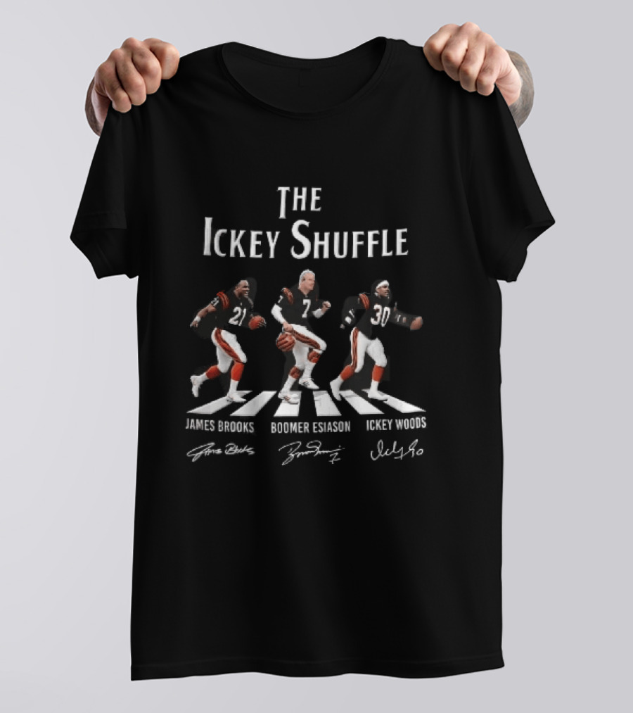 Cincinnati Bengals The Ickey Shuffle James Brooks Boomer Esiason Woods Players Signatures T-Shirt