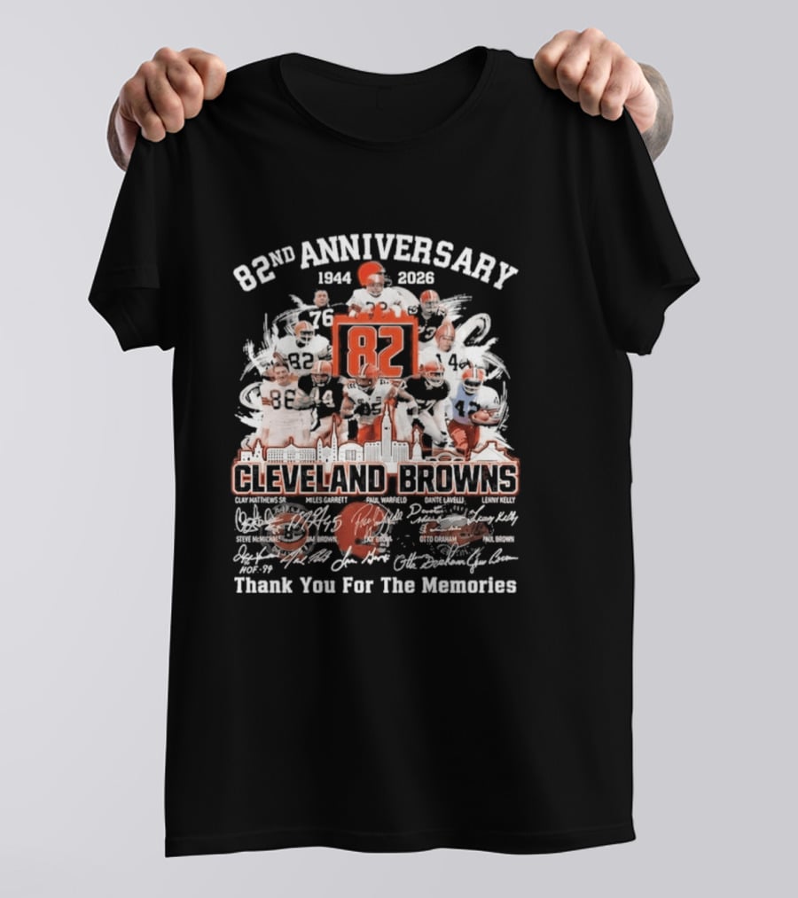 Cleveland Browns 82nd Anniversary 1944 2026 Thank You For The Memories Signatures T-Shirt