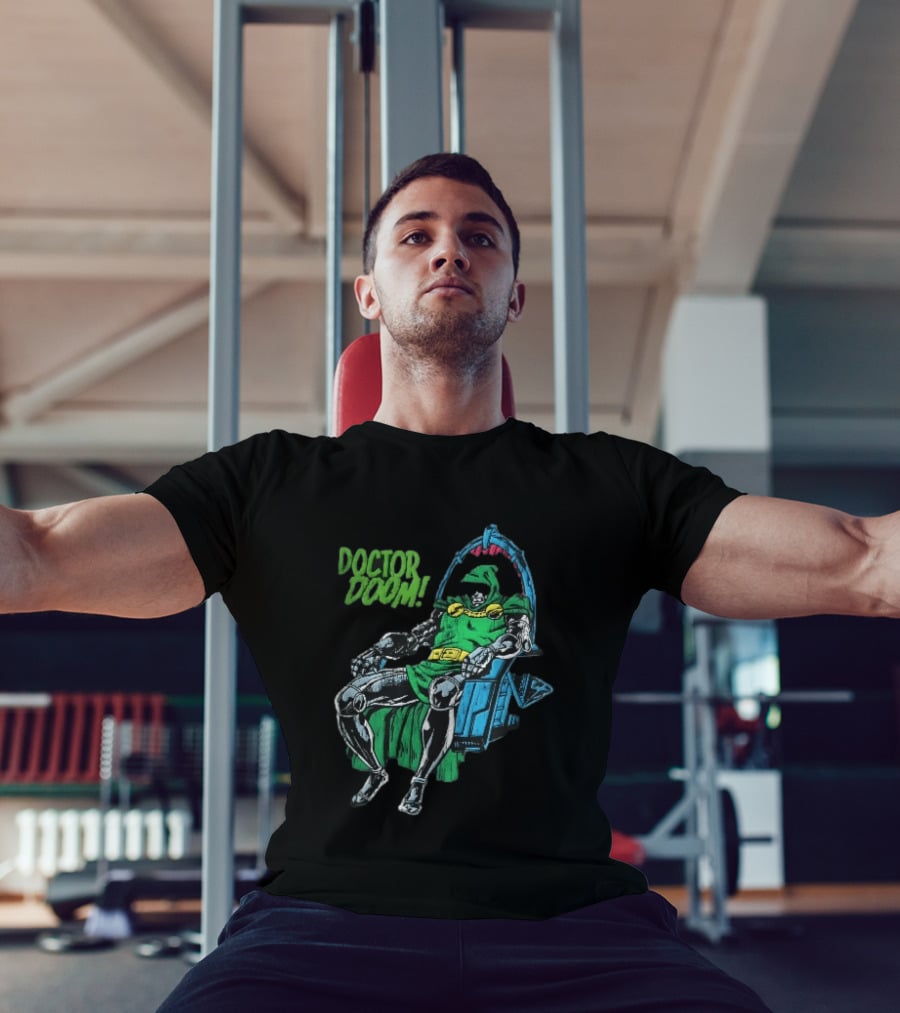 Doctor Doom Seated On Throne Distressed Comic T-Shirt
